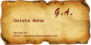 Geleta Anna névjegykártya